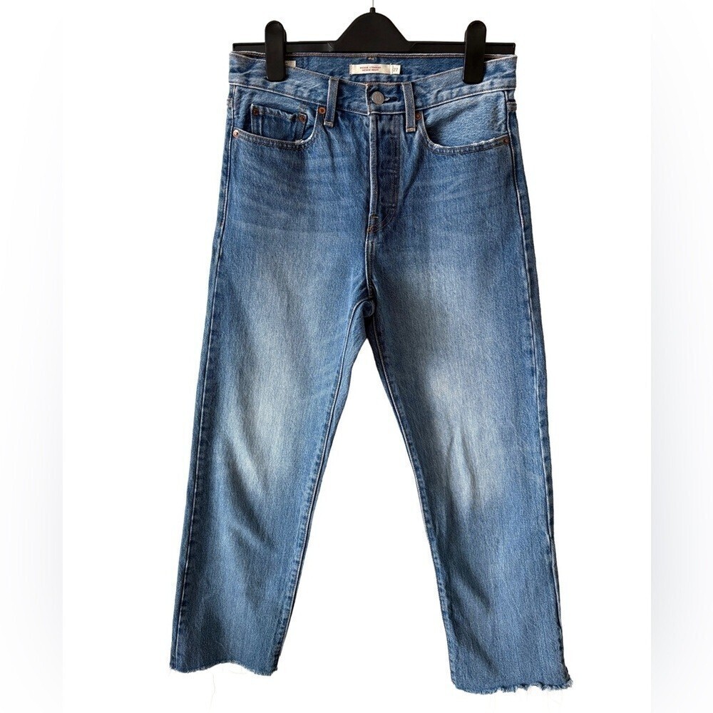 Levi’s Wedgie Straight Jeans Cropped Raw Hem Size 27 - Picture 2 of 4